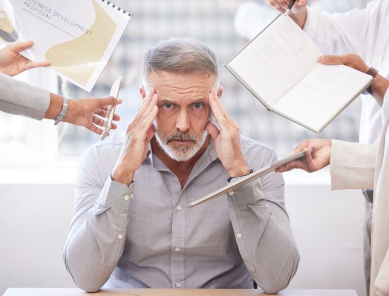 stress management counselling, man stressed at work